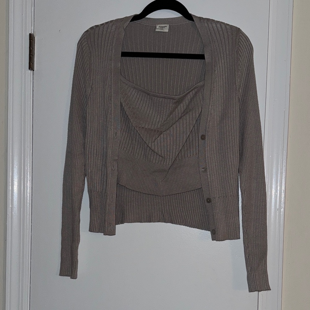 Abercrombie & Fitch Ribbed Cardigan Sweater & Tube Top